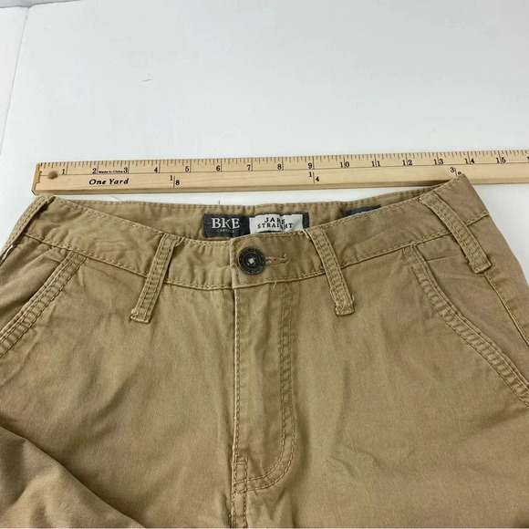 BKE Mens/Boys Pants Khaki Jake Straight Fit Stretch Casual Preppy Buckle 27x29 - Picture 6 of 9